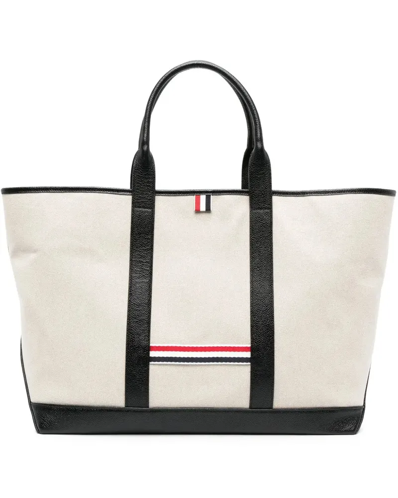 Thom Browne Medium RWB -Streifen -Einkaufstasche Black