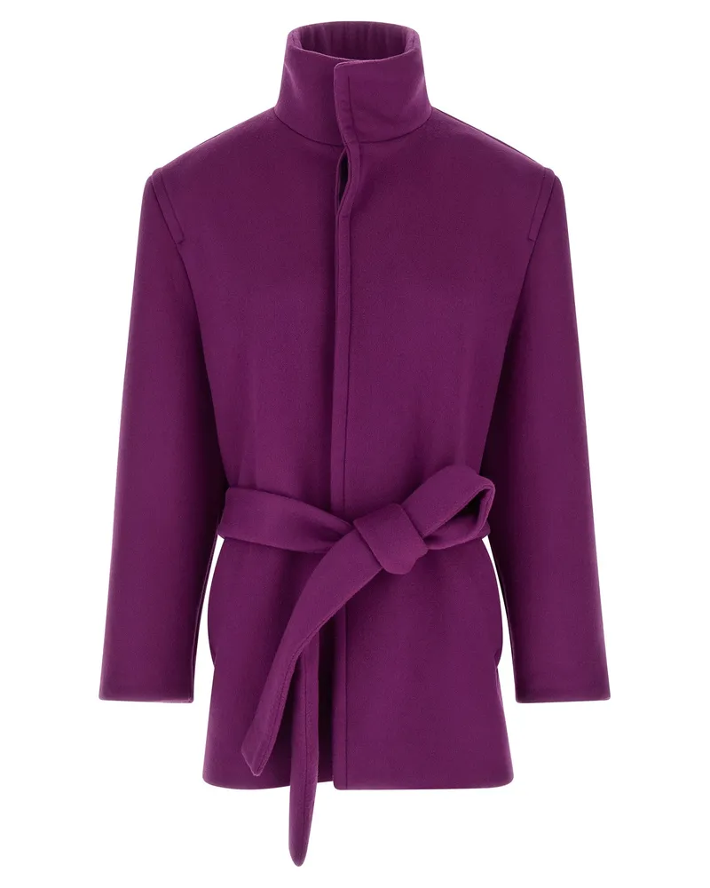 Saint Laurent Double Face Wollmantel Purple