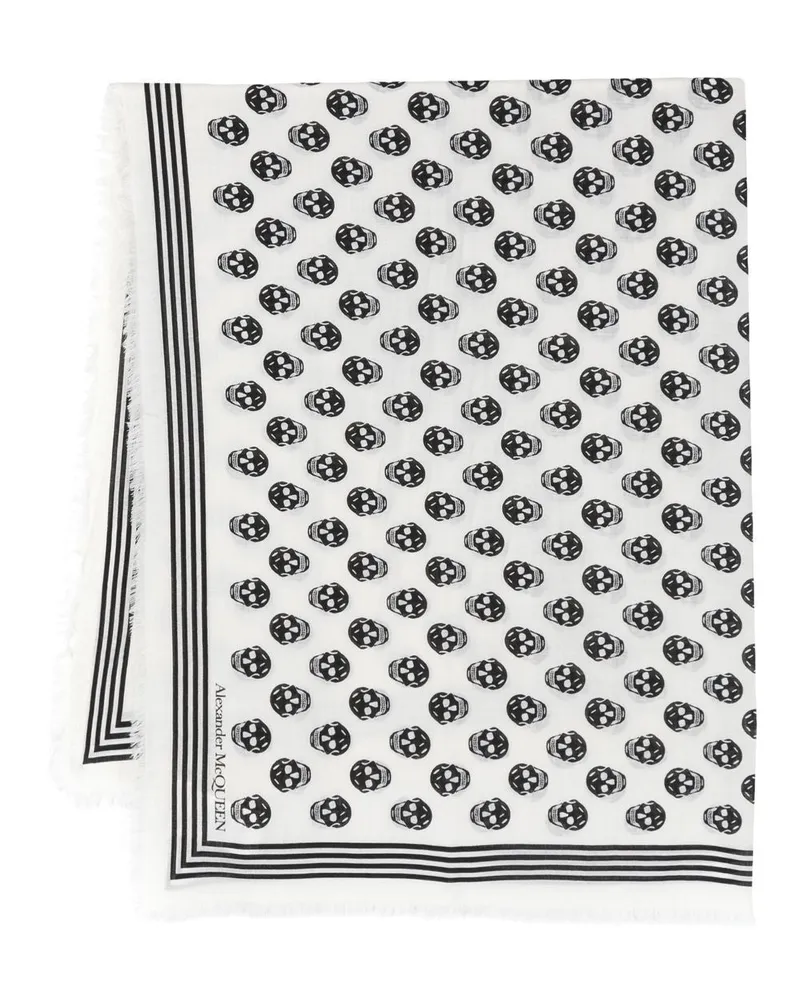 Alexander McQueen Alexander MC Queen Schädel Wollschal Weiß