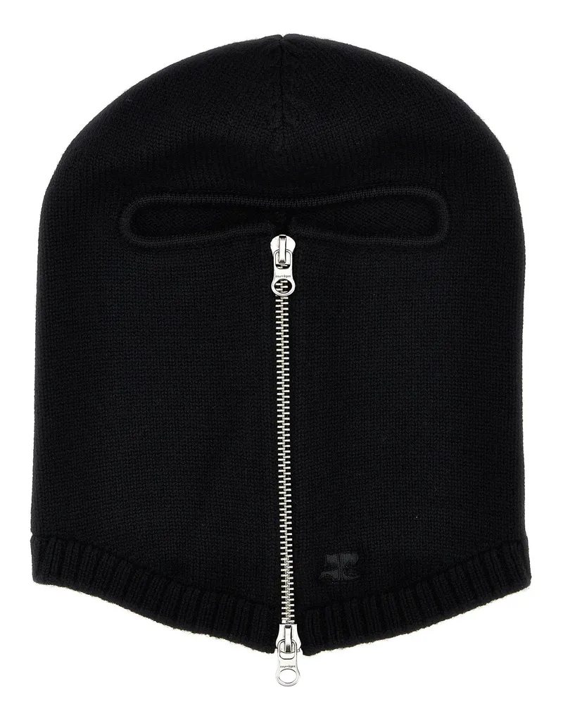 Courrèges Courreves 'Reißverschluss Wolle' Balaclava Schwarz
