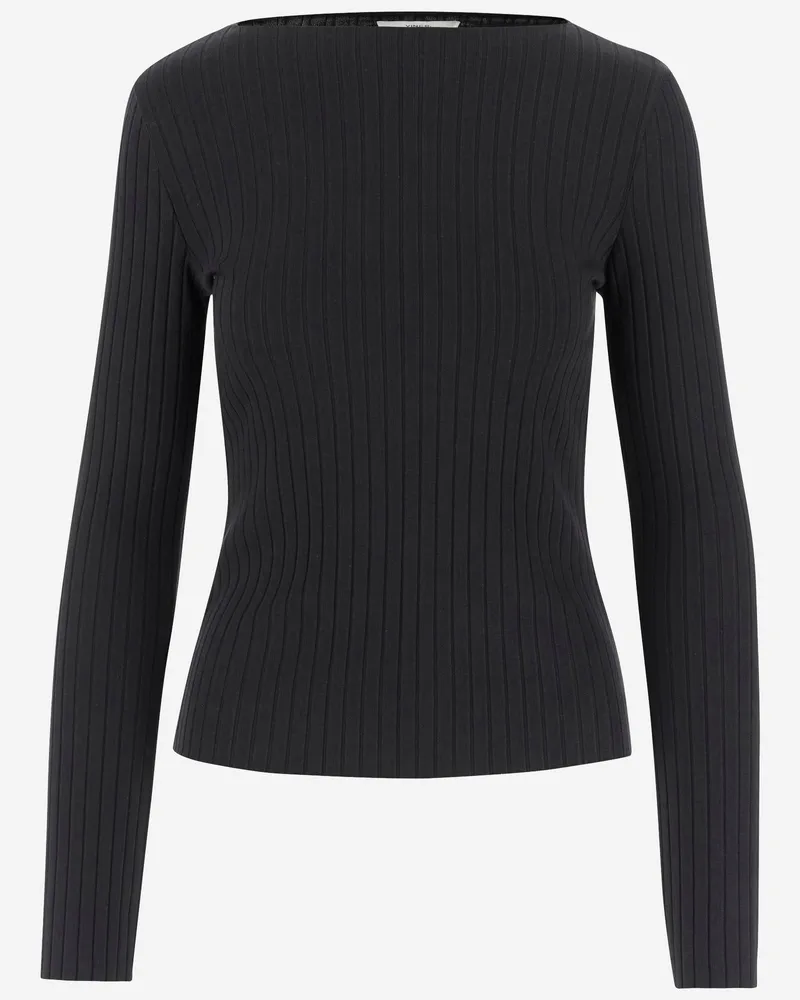 Vince Stretch Cotton Mischpullover Black