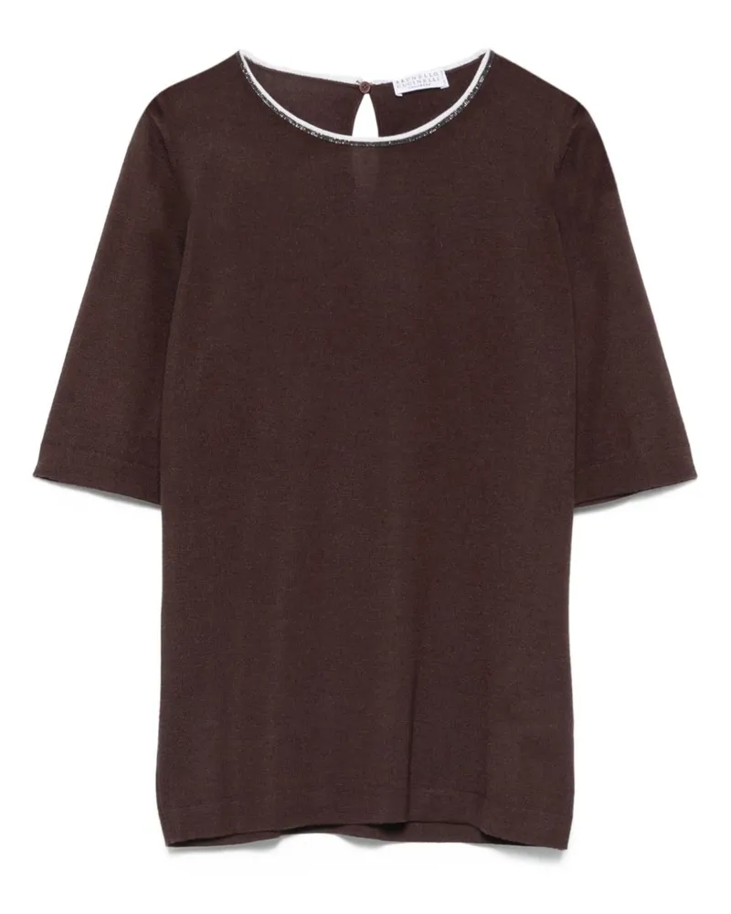 Brunello Cucinelli Cashmere und Seidenpullover Brown