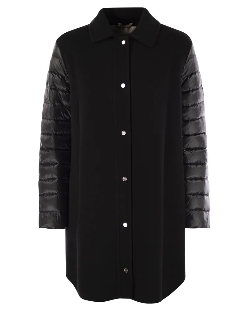 Herno Mantel mit Down -Ärmeln Black