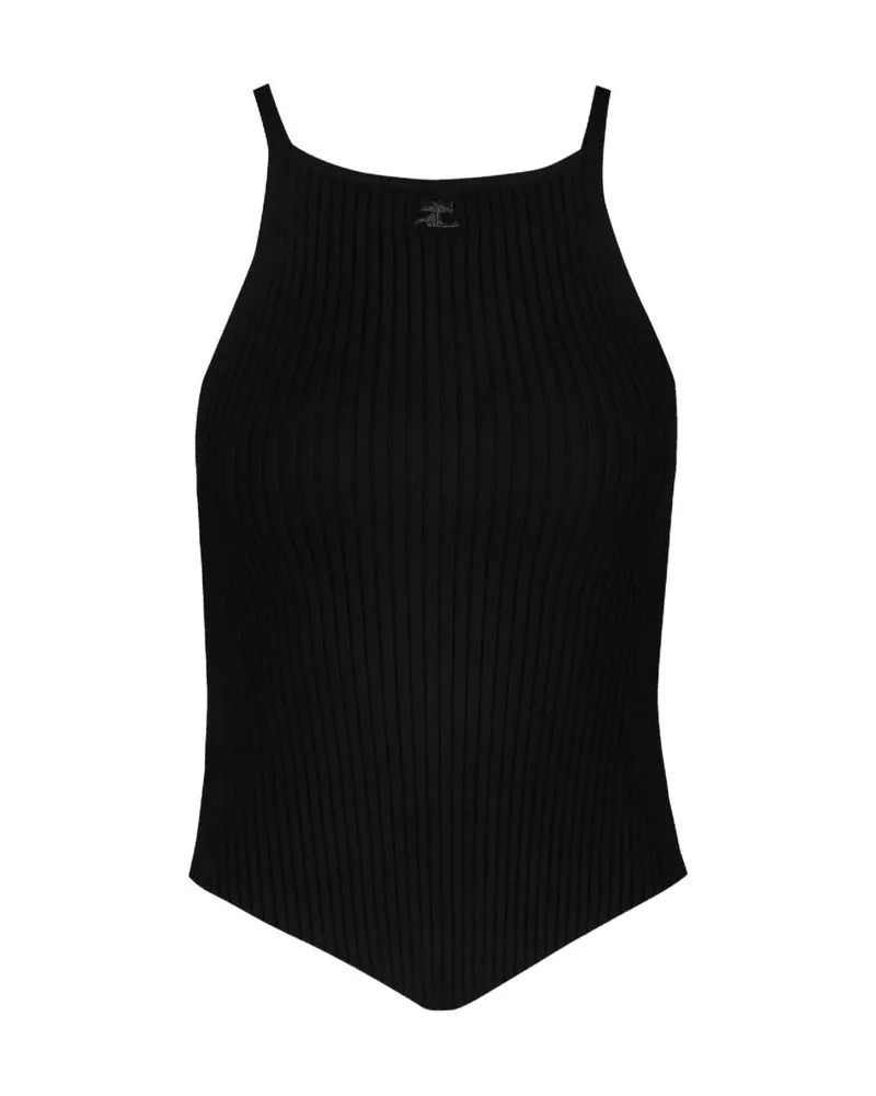 Courrèges Signature Top Courreves Baumwollschwarz Black