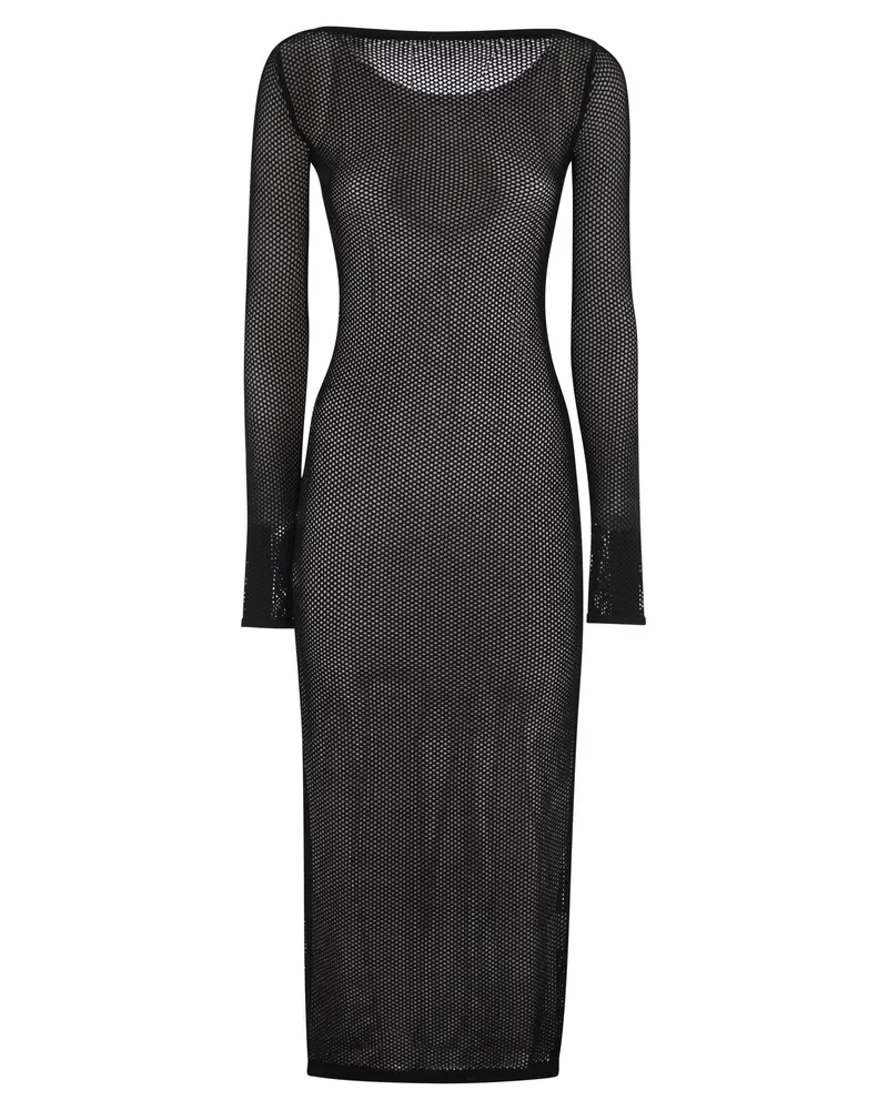 SPORTMAX Grado Long Mesh Kleid Black