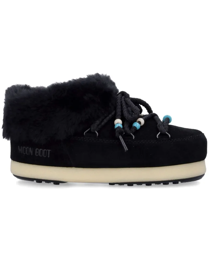 Moon Boot Mondstiefel Wildleder Maultiere mit Perlen dekoriert Black