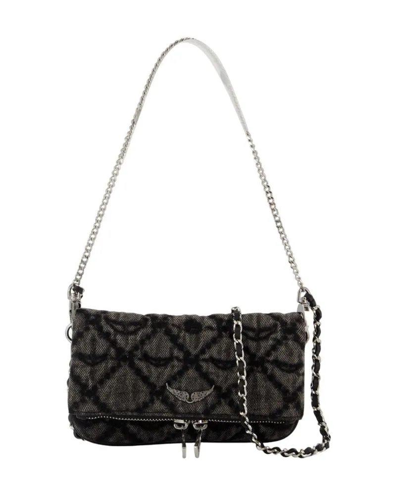 Zadig & Voltaire Felsnano -Brieftasche auf der Kette  Baumwollgrau Grau