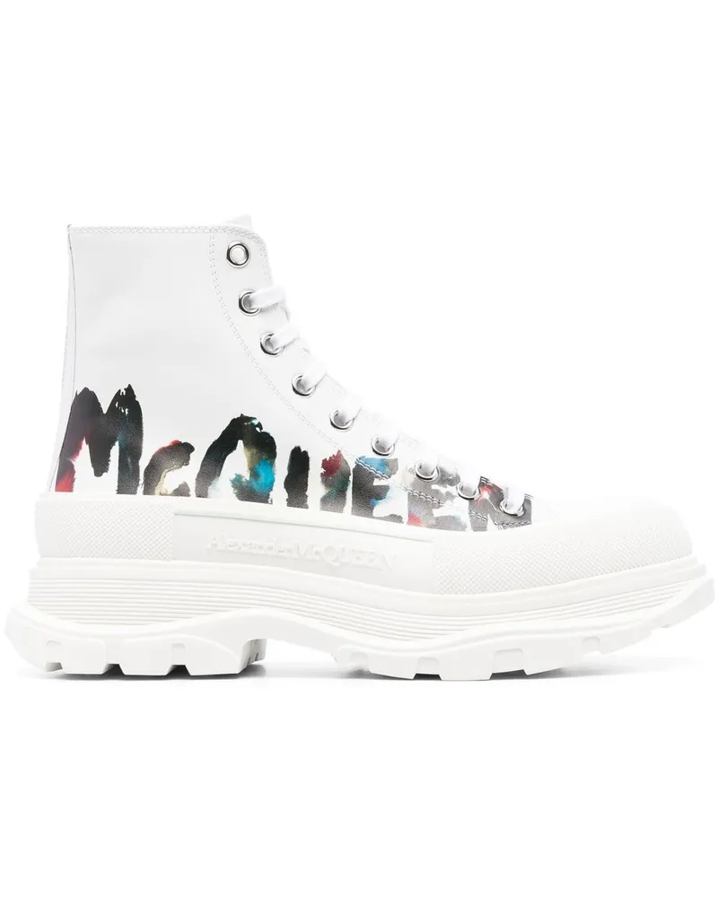 Alexander McQueen treten Slick -Knöchelstiefel auf White