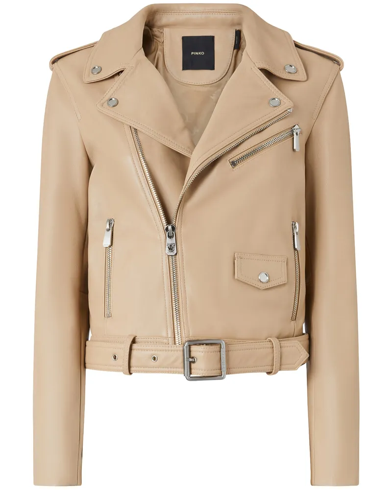 Pinko Bikerjacke in weicher Nappa Nude