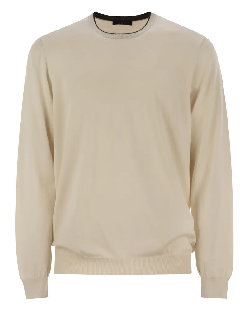 Fay Cotton Crew Halsspringer Beige