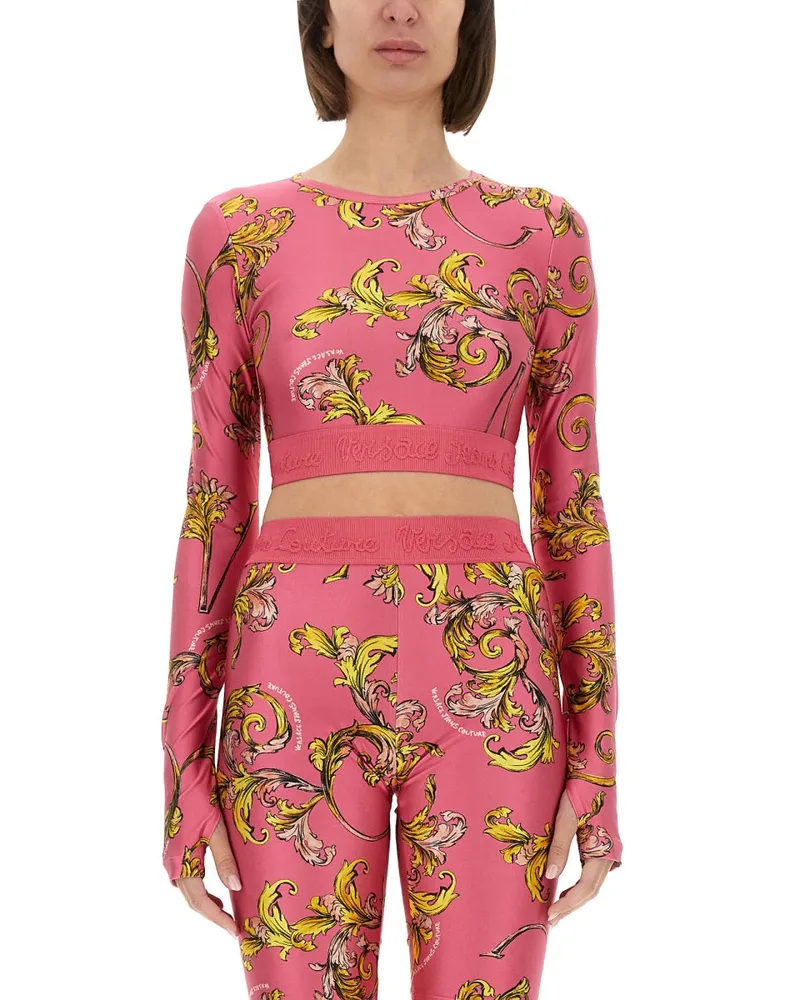 Versace Jeans Umriss Barock" kurzes Top Pink