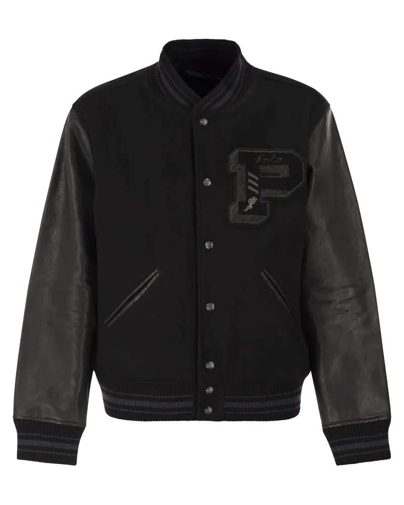 Ralph Lauren ikonische Letterman-Jacke Black