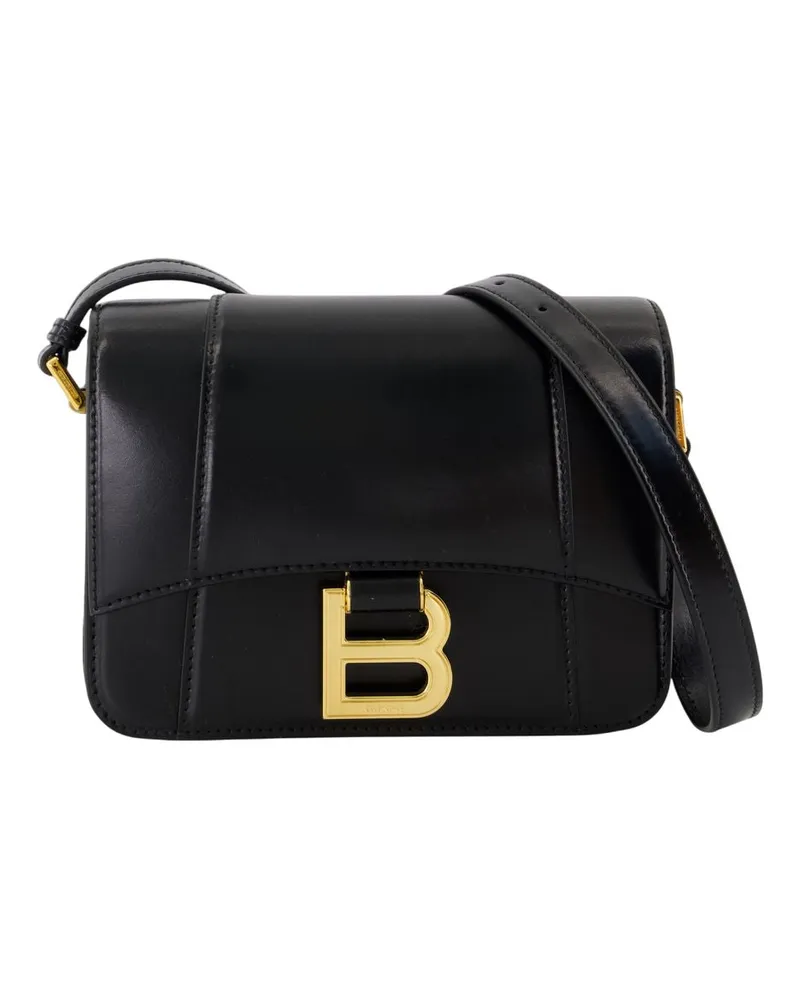 Balenciaga Sandglasklappe kleiner Crossbody  Leder schwarz Schwarz