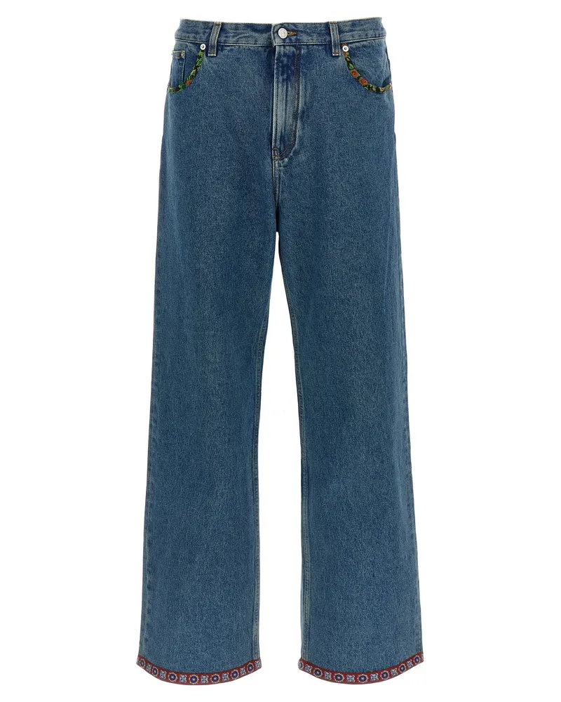 Valentino Garavani Valentino Garavani Blumeneinsatz Jeans Blue