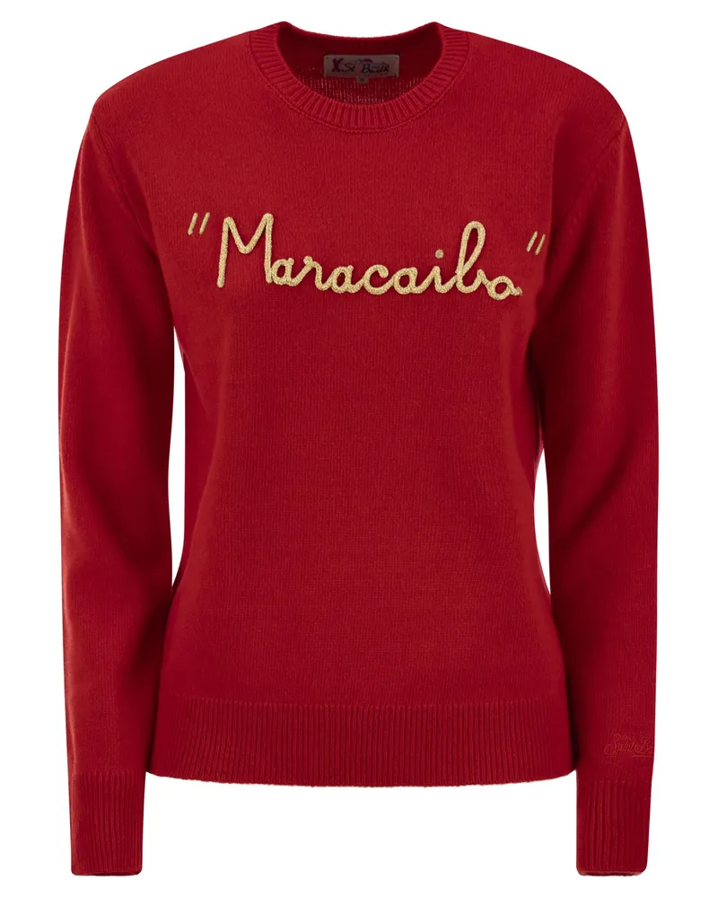 MC2 Saint Barth Wolle und Kaschmir -Mischpullover mit Stickerei Maracaibo Red