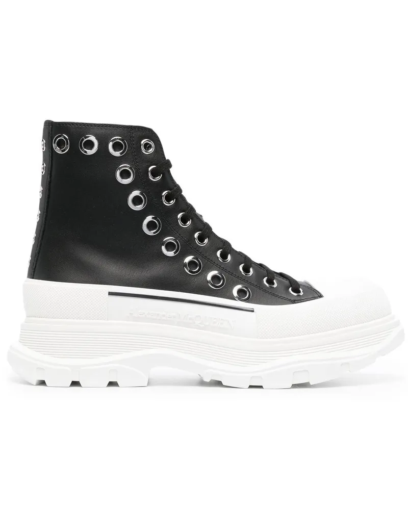 Alexander McQueen treten Slick -Knöchelstiefel auf Black