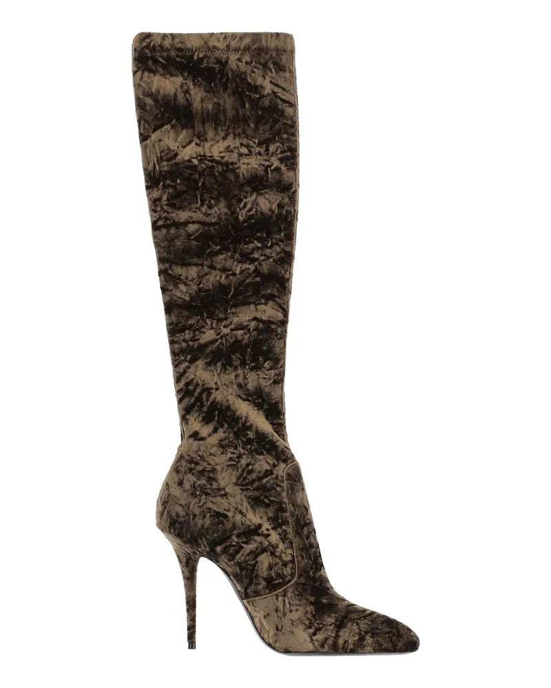Saint Laurent Talia Velvet -Stiefel Braun