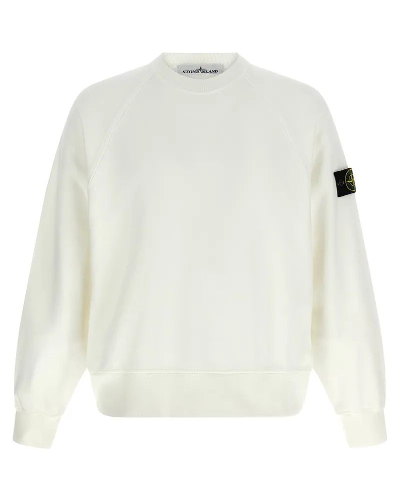 Stone Island Sweatshirt mit -Logoaufnäher White