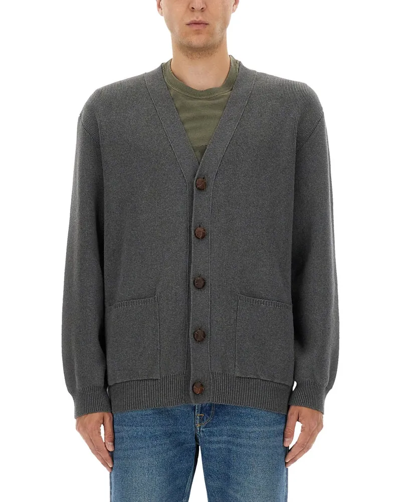 Golden Goose Logo Revers Cardigan Grey