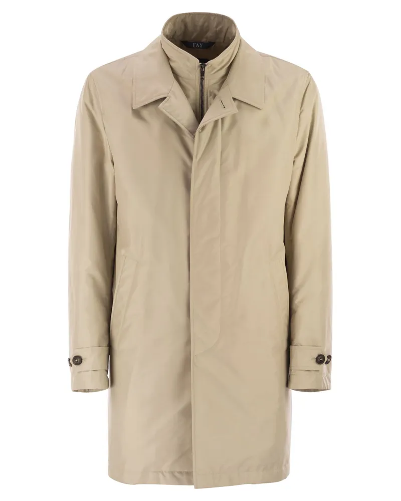 Fay Morgenmantel in technischer Poplin Sand
