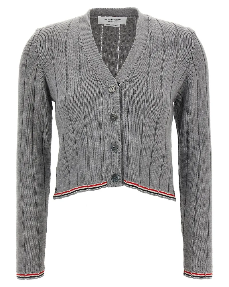 Thom Browne RWB' Jacquard Cardigan Gray