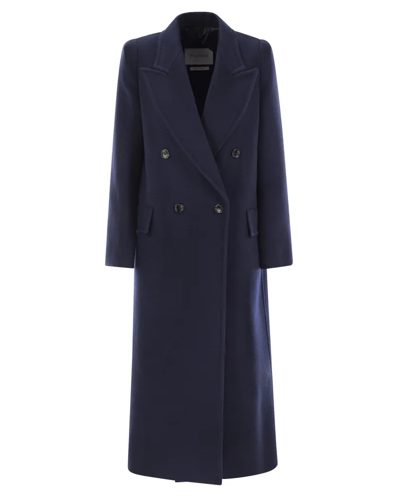 Max Mara Albania1234 Wolle und Kaschmir Long Coat Blue