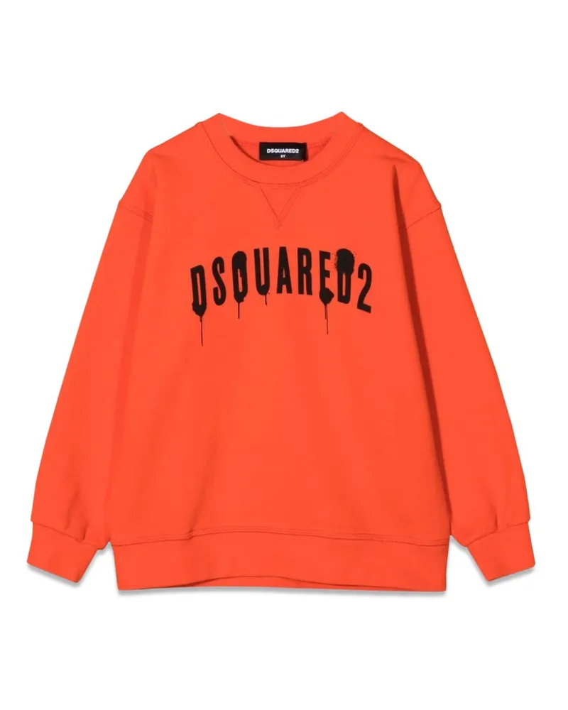 Dsquared2 Sweatshirt Crewneck Front -Logo Orange