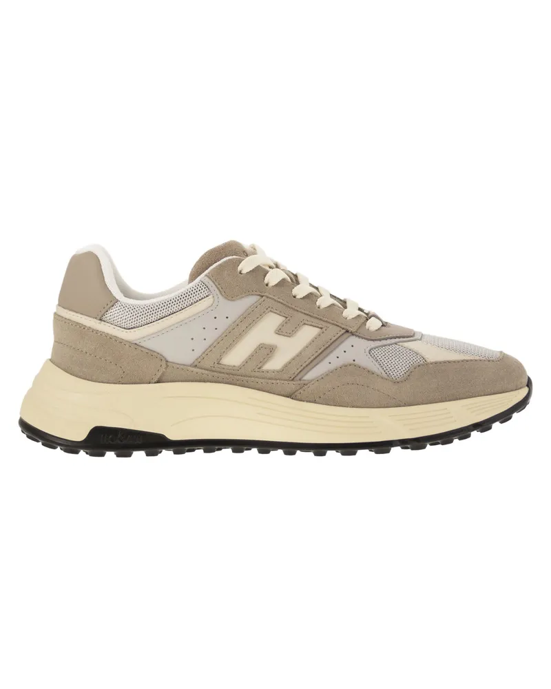 Hogan Hyperlight Suede und Leinwand -Turnschuhe Beige