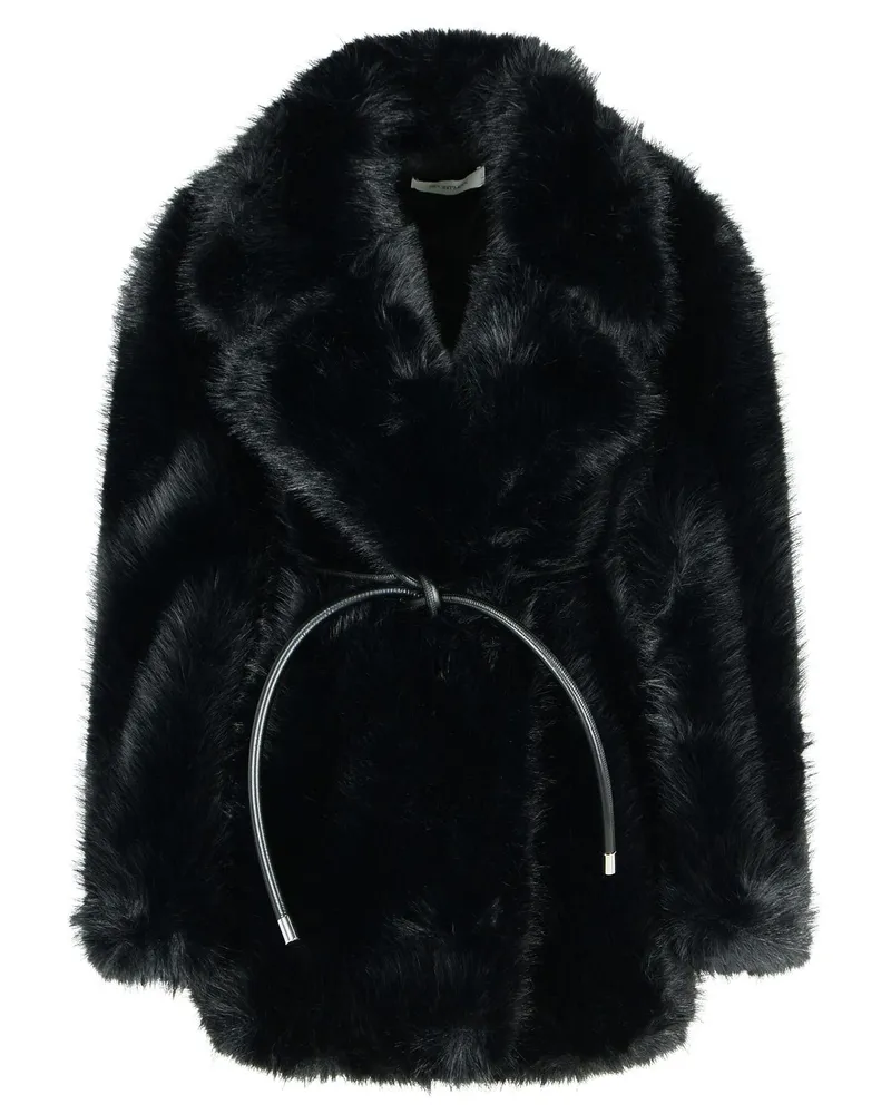SPORTMAX Rosaria' schwarzer Kunstpelz -Gürteljacke Black