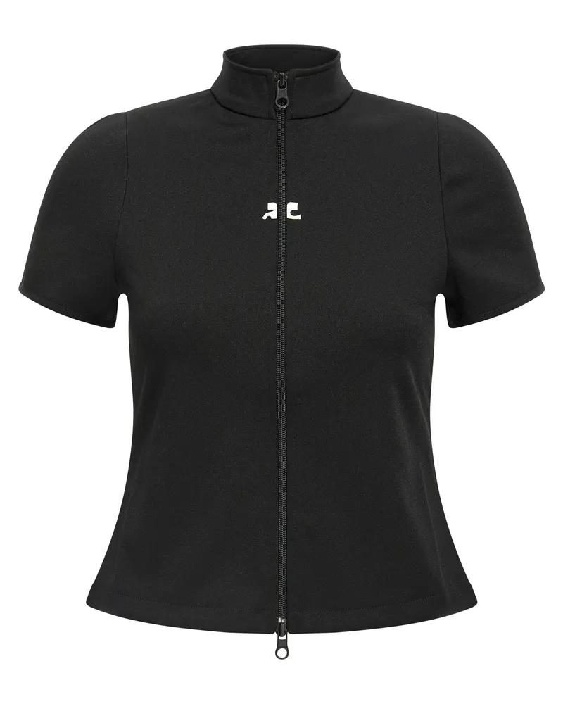 Courrèges Courreves 'Interlock Reißverschluss' Top Black