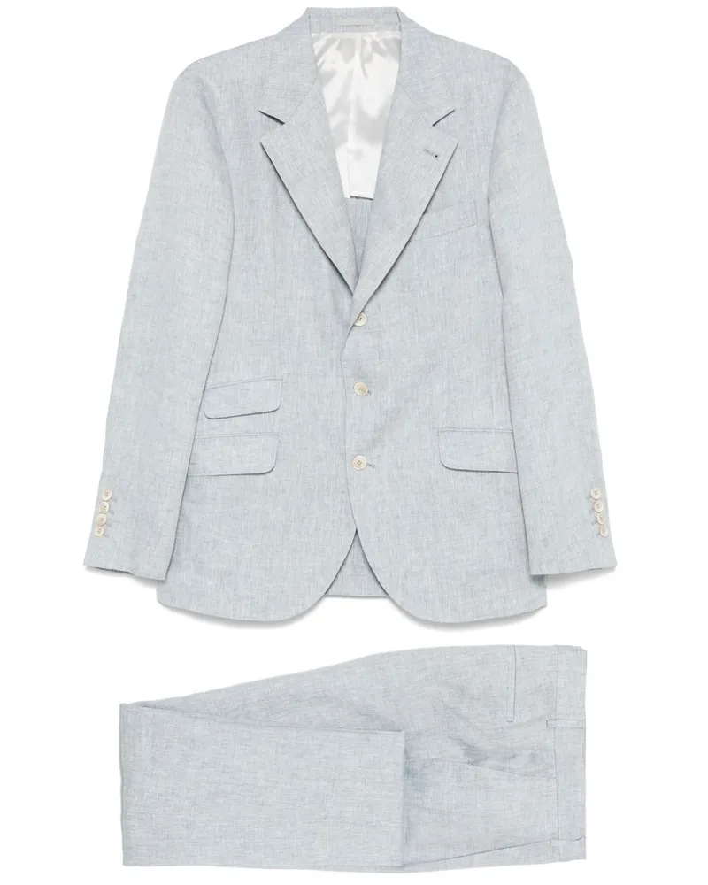 Brunello Cucinelli Leinen Single Breasted Anzug Grey