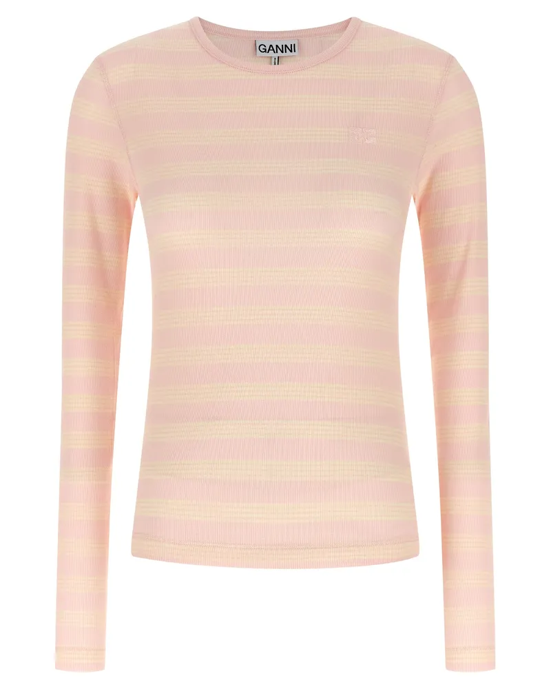 Ganni gestreifter Pullover Pink