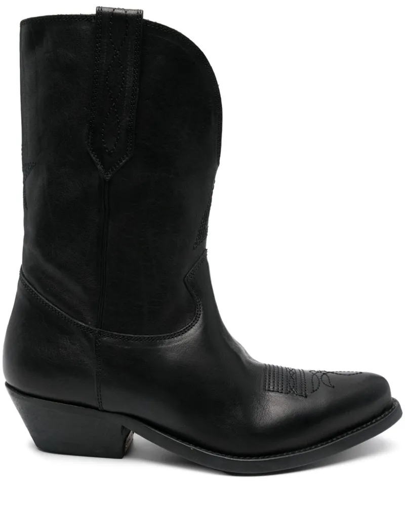 Golden Goose Wish Star Lederstiefel Black