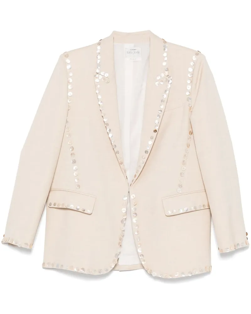 forte_forte Viskose Wolle Slub Perle bestickte Jacke 