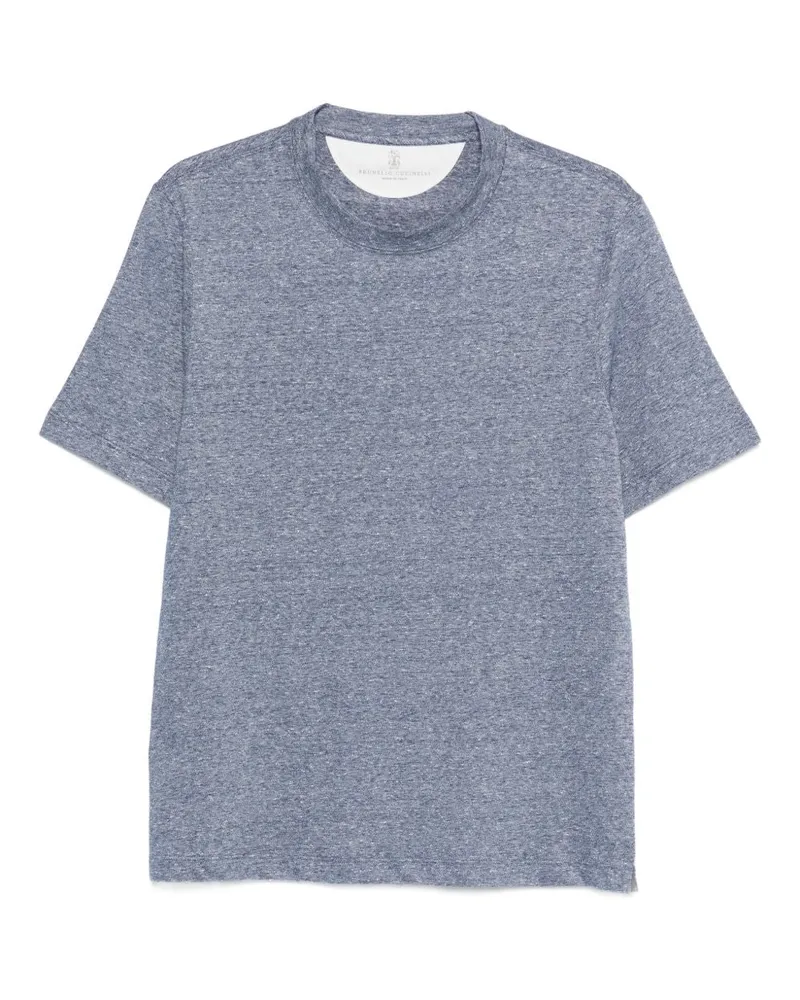 Brunello Cucinelli T-Shirt aus Leinenmischung Blue