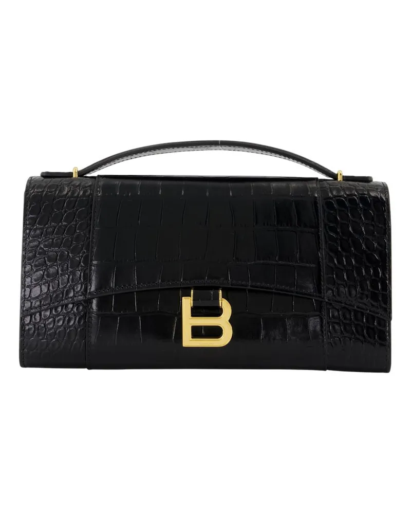 Balenciaga Sanduhr -Kupplung  Leder schwarz Schwarz