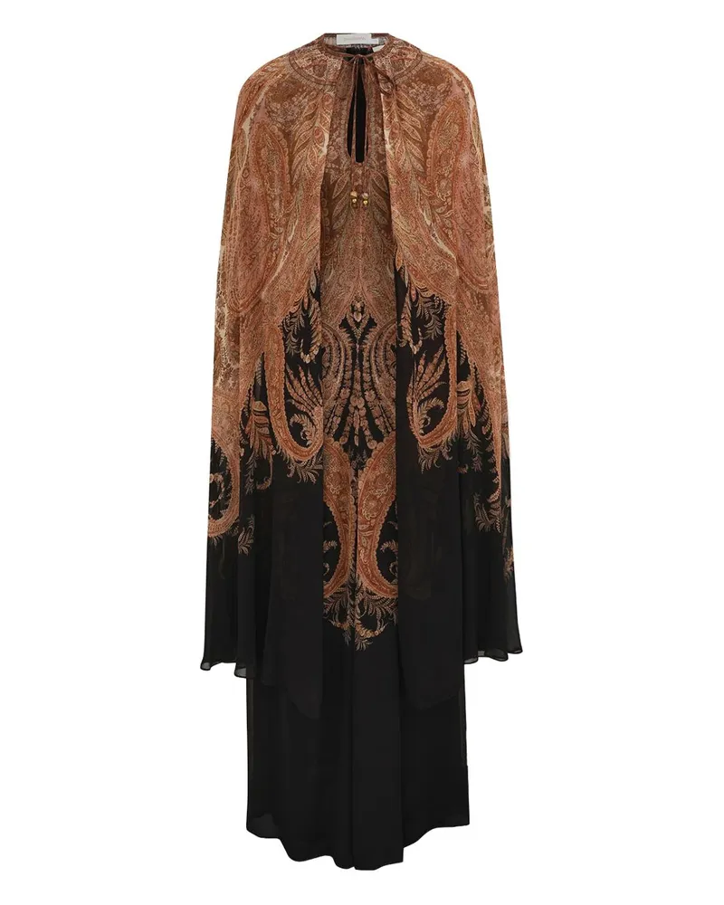 Zimmermann gedrucktes langes Kleid Black