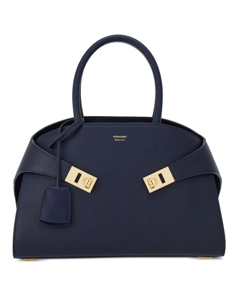 Ferragamo Umarmung kleiner Leder -Tasche Tasche Blue