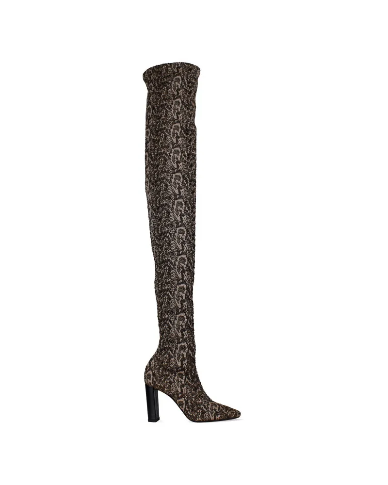 Saint Laurent Moon Oberschenkel hohe Stiefel Nude