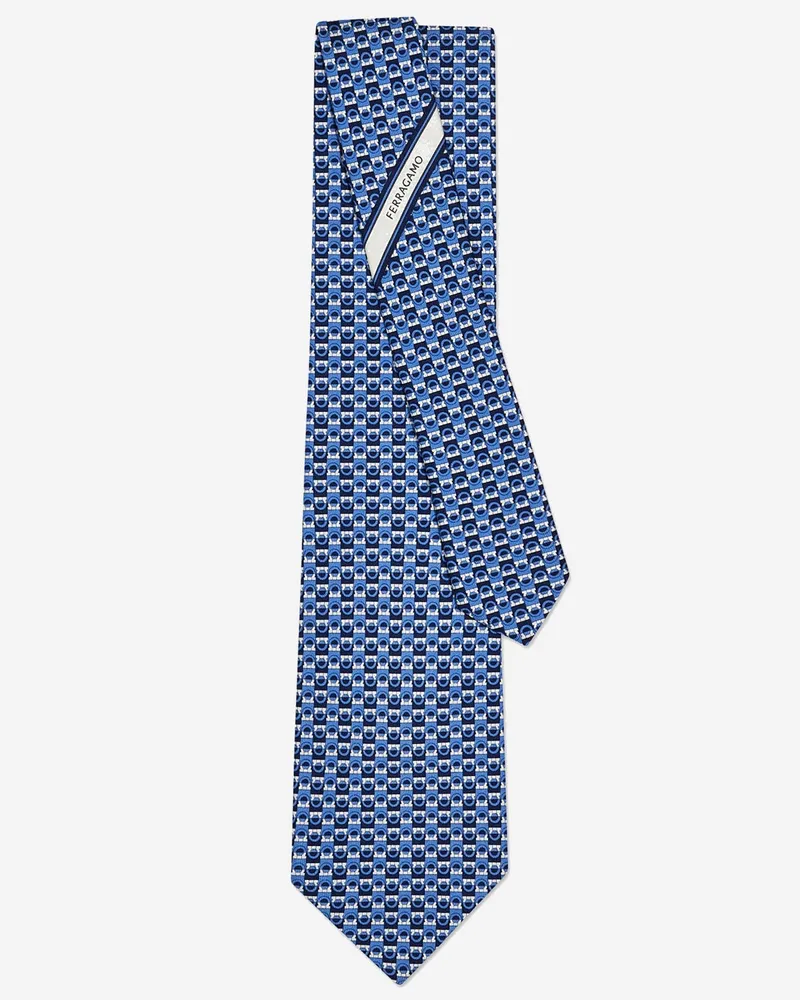 Ferragamo Seidenkrawatte mit geometrischem Muster Blue