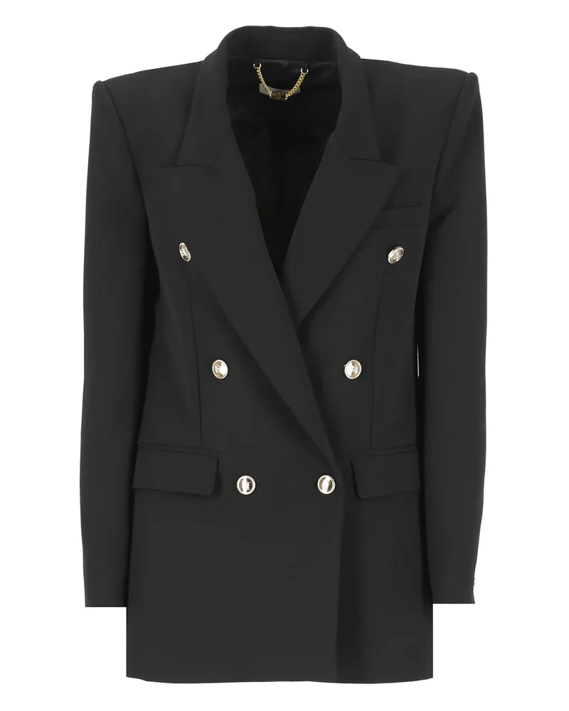 Elisabetta Franchi Crepe Jacke mit goldenen Knöpfen Black