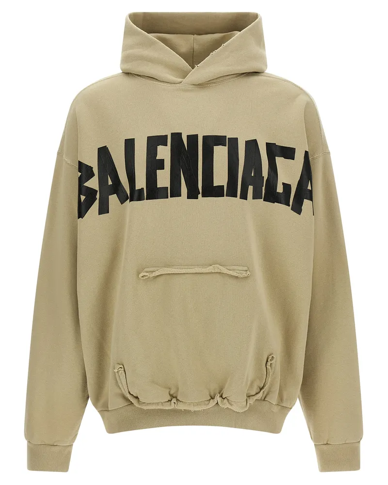 Balenciaga Kapuzenpullover „Ripped Pocket Tape Type Beige