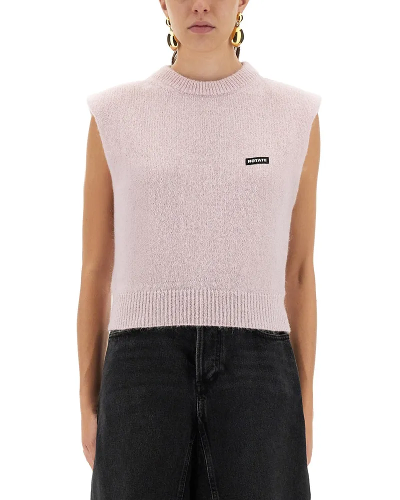 ROTATE Birger Christensen Drehen Sie Birger Christensen kurzes Weste -Hemd mit Logo Powder