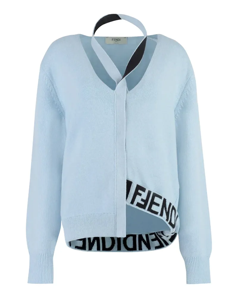 Fendi Wolle und C nur Strickjacke Blau