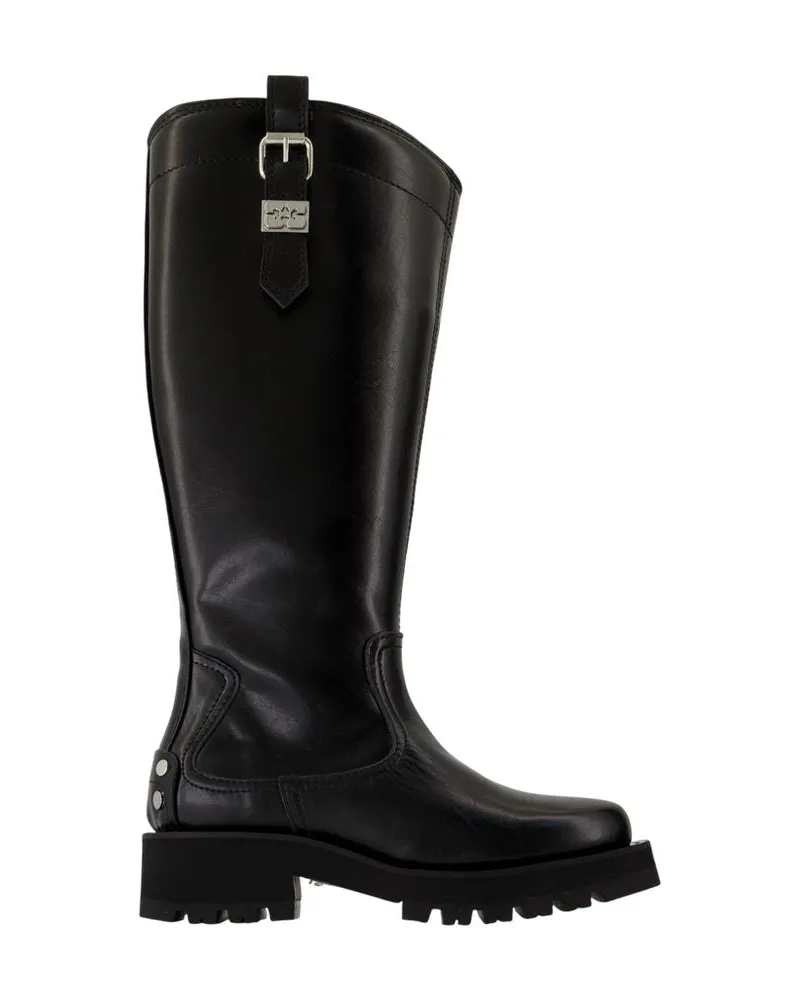 Ganni Bolzen Stiefel  Synthetic Black Black
