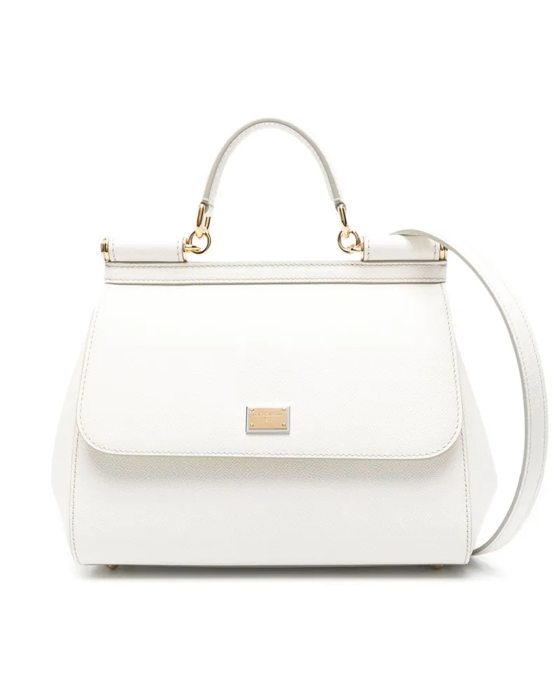 Dolce & Gabbana Sizilien große Lederhandtasche White