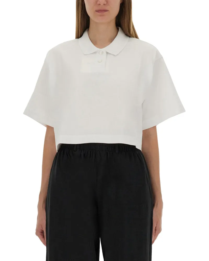 Alexander Wang beschnittenes Trikot -Polo -Hemd White