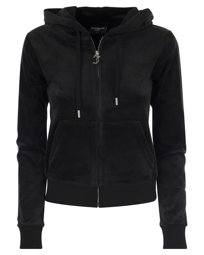 Juicy Couture Cotton Samt Hoodie Schwarz