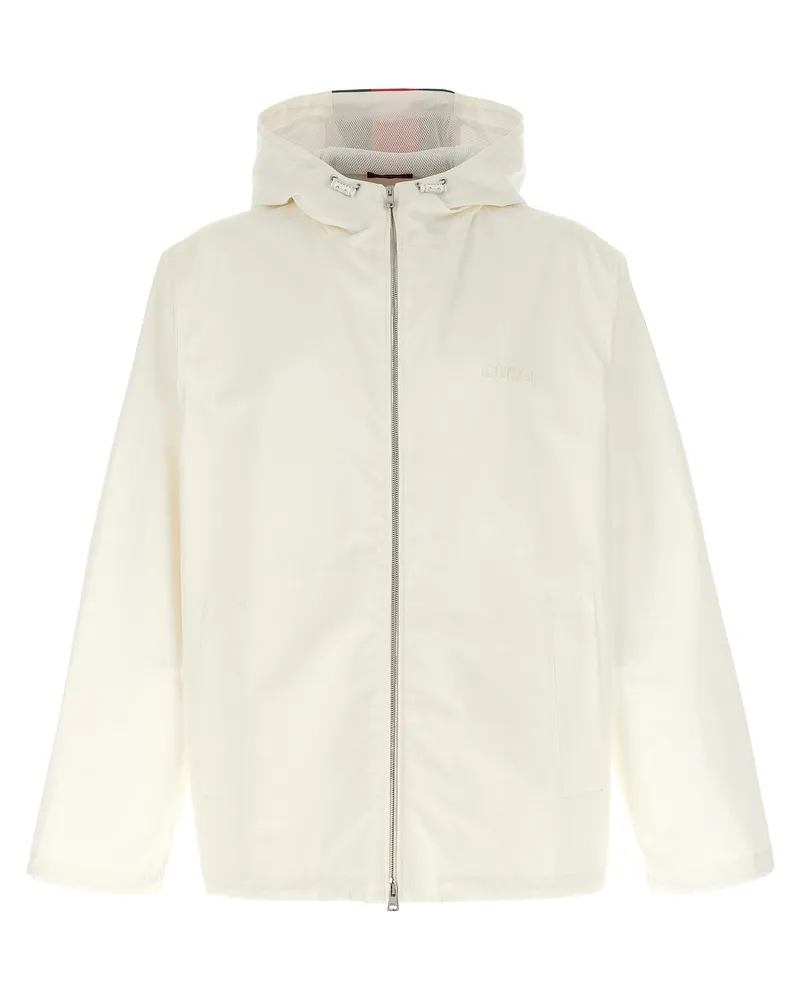 Gucci Nastro Web wasserabweisende Jacke White