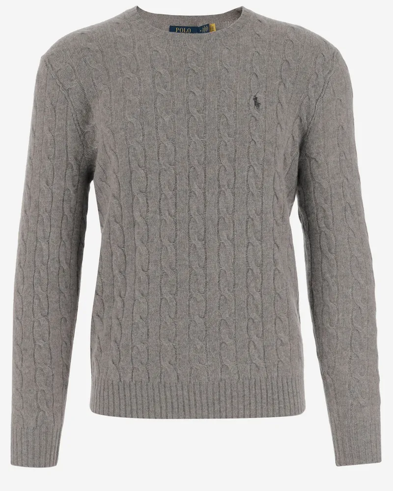 Ralph Lauren Woll- und Kaschmirpullover mit Zopfmuster Grey